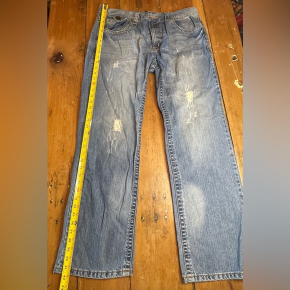 Level 7 Mens Slim Straight Bleach Washed Distressed Premium Denim Jeans - Picture 8 of 9